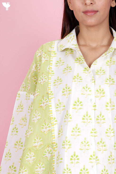 Cambric Cotton Top in Floral Block Print